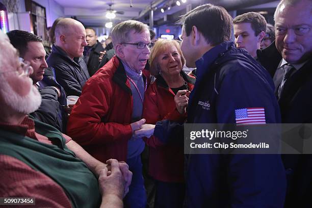 Republican presidential candidate Sen. Marco Rubio visits with customers at the Village Trestle restaurant during a campaign stop February 8, 2016 in...