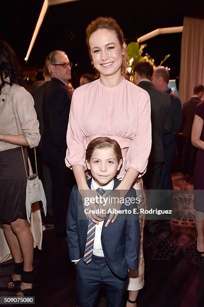 Actors Brie Larson and Jacob Tremblay attend the 88th Annual Academy Awards nominee luncheon on February 8, 2016 in Beverly Hills, California.