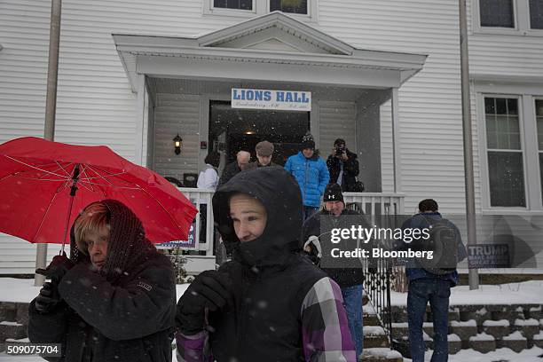 Attendees exit after a campaign event for Donald Trump, president and chief executive of Trump Organization Inc. And 2016 Republican presidential...