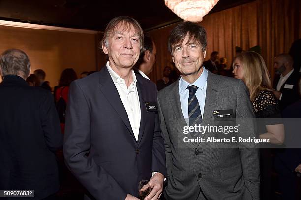 Sound re-recording mixer Andy Nelson and composer Thomas Newman attend the 88th Annual Academy Awards nominee luncheon on February 8, 2016 in Beverly...