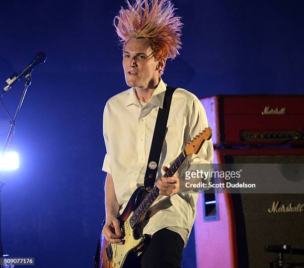 Musician Josh Klinghoffer the Red Hot Chili Peppers performs onstage during the "Feel the Bern" fundraiser for Presidential candidate Bernie Sanders...