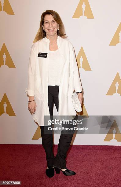 Editor Maryann Brandon attends the 88th Annual Academy Awards nominee luncheon on February 8, 2016 in Beverly Hills, California.