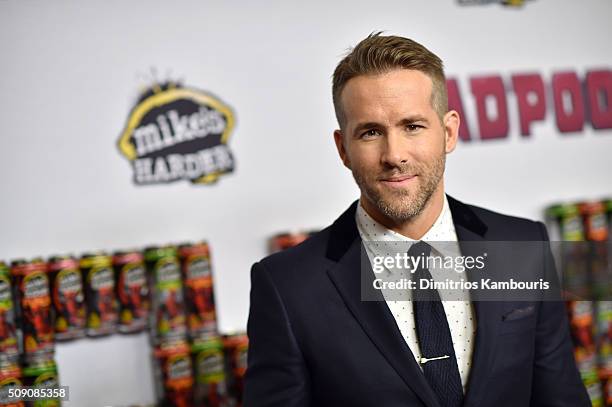 Actor Ryan Reynolds attends the "Deadpool" fan event at AMC Empire Theatre on February 8, 2016 in New York City.