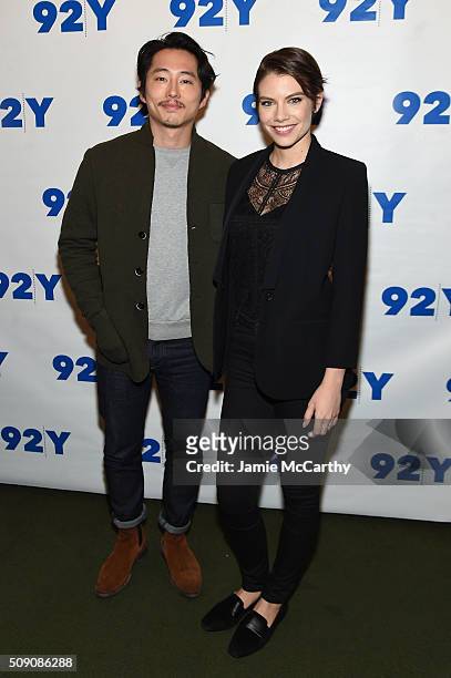 Actors Steven Yeun and Lauren Cohan attend The Walking Dead: Screening and Conversation at the 92nd St Y on February 8, 2016 in New York City.