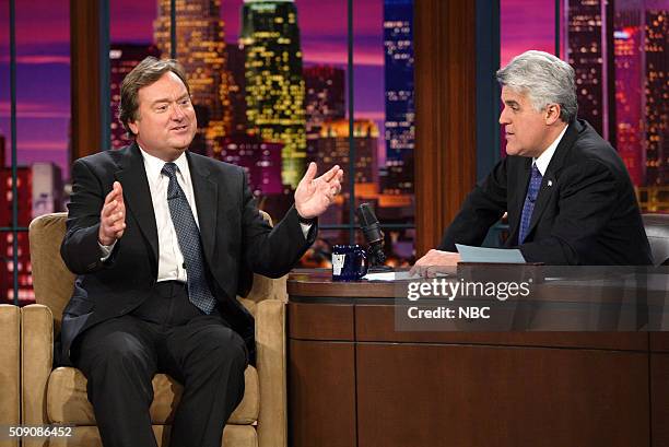 Episode 2911 -- Pictured: Journalist Tim Russert during an interview with host Jay Leno on April 12, 2005 --