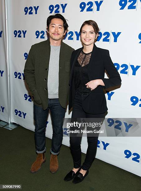 Actors Steven Yeun and Lauren Cohan attend "The Walking Dead" screening and conversation at 92nd Street Y on February 8, 2016 in New York City.