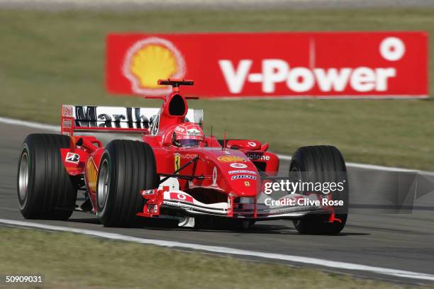 Michael Schumacher of Germany and Ferrari during the practice session prior to qualifying for the European F1 Grand Prix on May 29 at the Nurburgring...