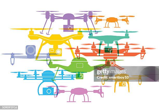 drones - remote control helicopter stock illustrations