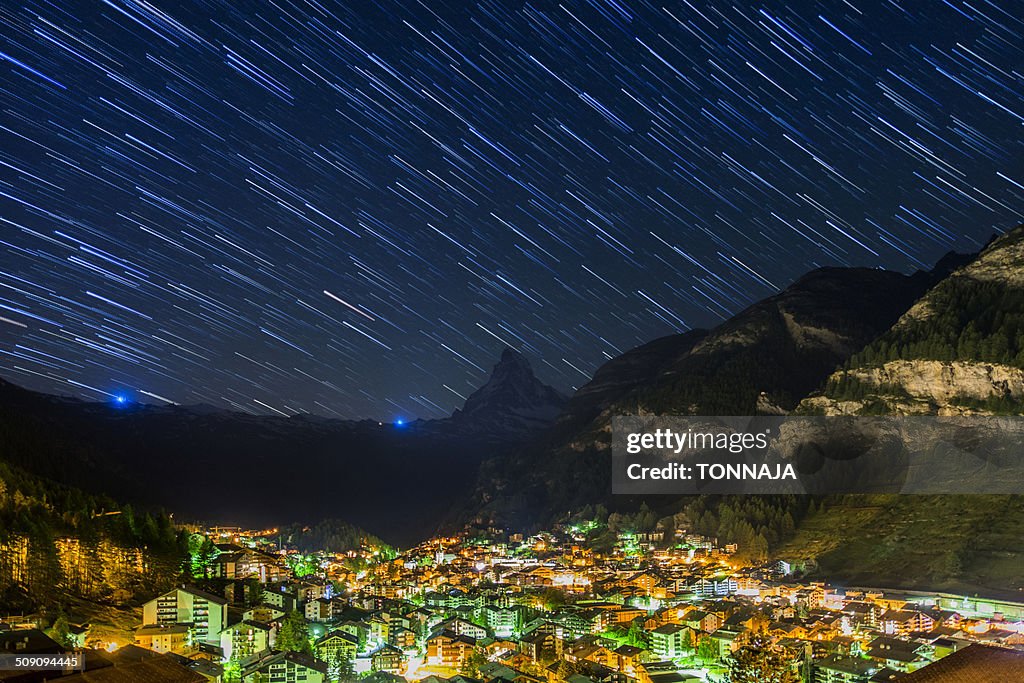 Night scene of Zermatt village