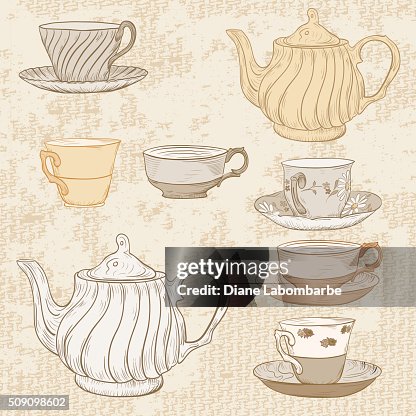 Hand Drawn Tea Set Hand Drawn Tea Set