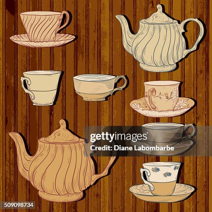 Hand Drawn Tea Set Hand Drawn Tea Set