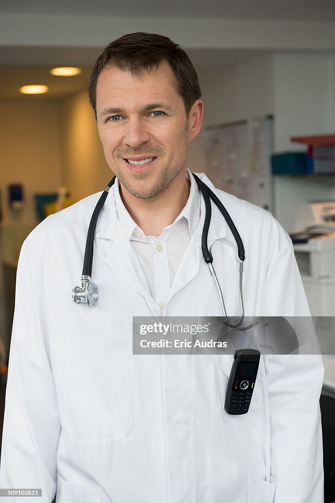 Portrait of a male doctor smiling in hospital