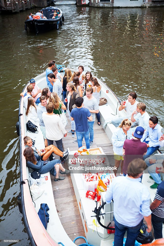 Party tourboat in Amsterdam