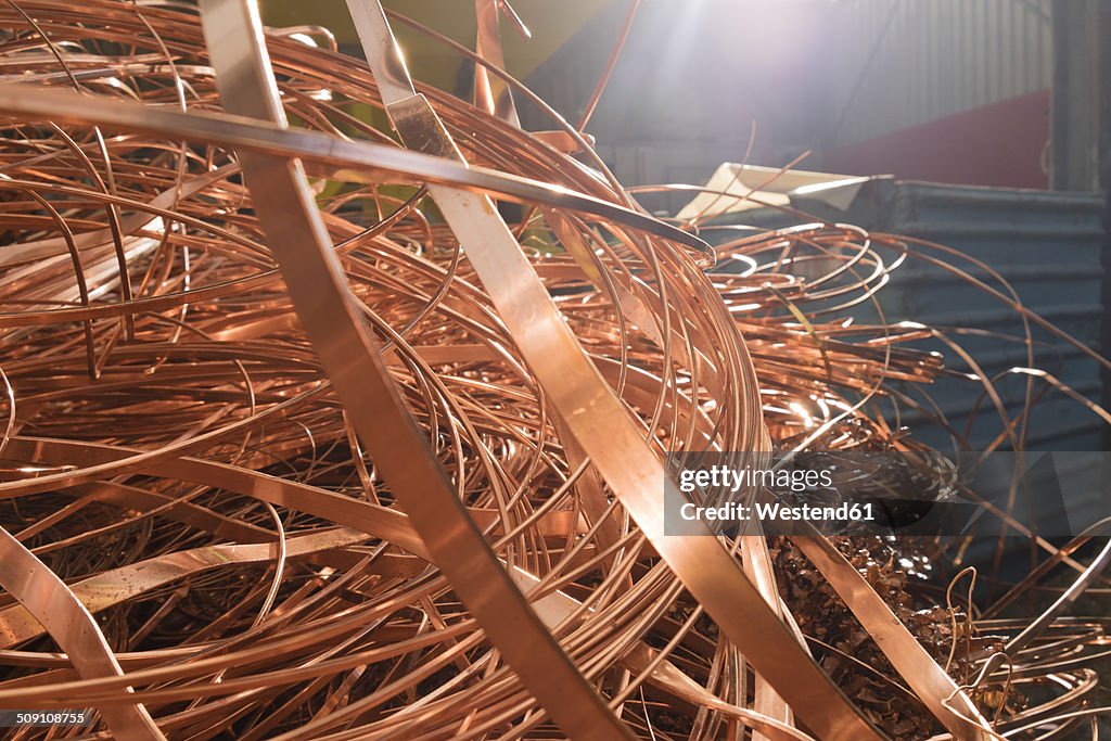 Copper in a scrap metal recycling plant