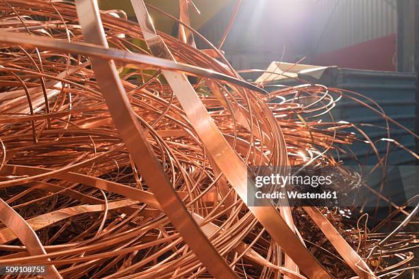 copper in a scrap metal recycling plant - copper stock pictures, royalty-free photos & images