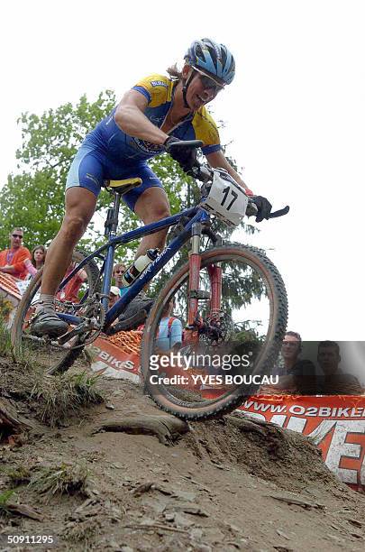 Britain's Liam Killeen rides his bike during the mountainbike World Cup championships held in Houffalize, Belgium 30 May 2004. Belgian Roel Paulissen...