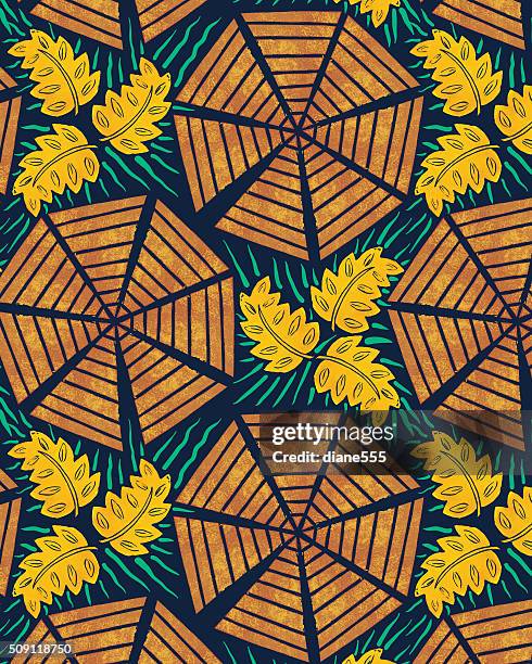 african inspired fabric or background pattern - batik design stock illustrations