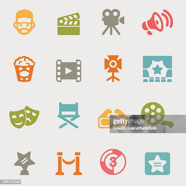 movie variety color icons | eps10 - film director chair stock illustrations
