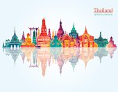 Thailand detailed skyline. Vector illustration