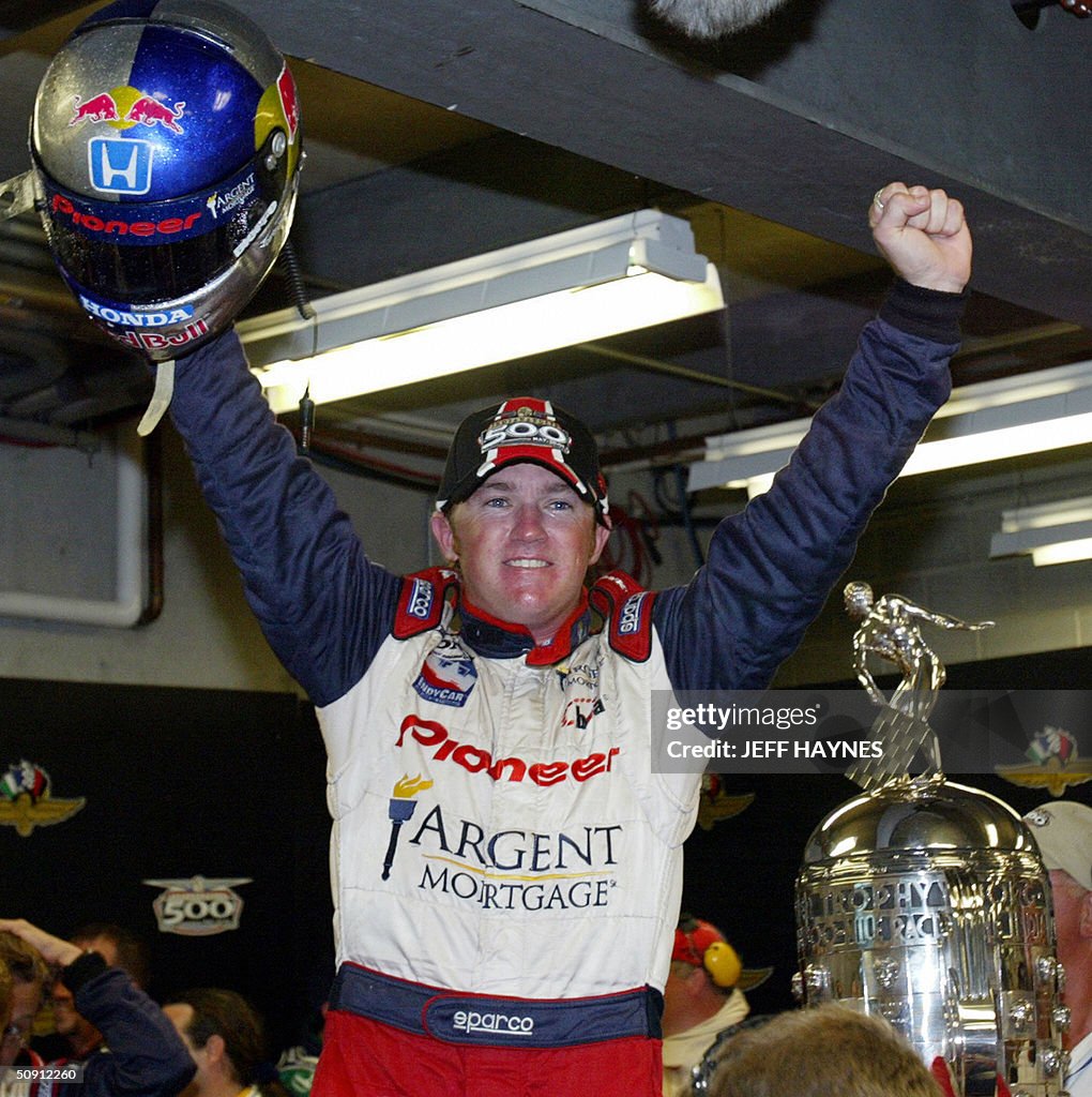 Buddy Rice of the US celebrates indoor 30 May 2004 after winning the ...