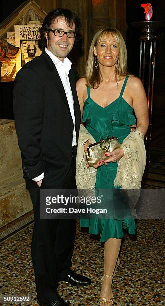 Rowling with husband Neil attend the UK Party of "Harry Potter And The Prisoner Of Azkaban" at the Natural History Museum on May 30, 2004 in London....