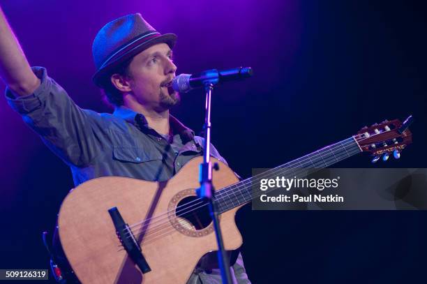 American musician Jason Mraz performs onstage at Wrigley Field, Chicago, Illinois, September 2010.