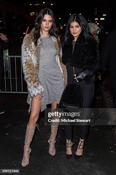 Model Kendall Jenner and Kylie Jenner attend the Kendall + Kylie launch event on February 8, 2016 in New York City.