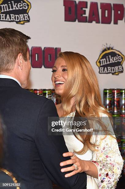 Actress Blake Lively attends the "Deadpool" fan event at AMC Empire Theatre on February 8, 2016 in New York City.