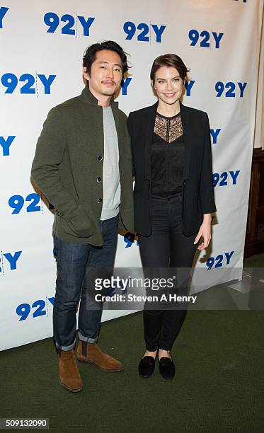 Actors Steven Yuen and Lauren Cohan attend "The Walking Dead" Screening and Conversation at 92nd Street Y on February 8, 2016 in New York City.