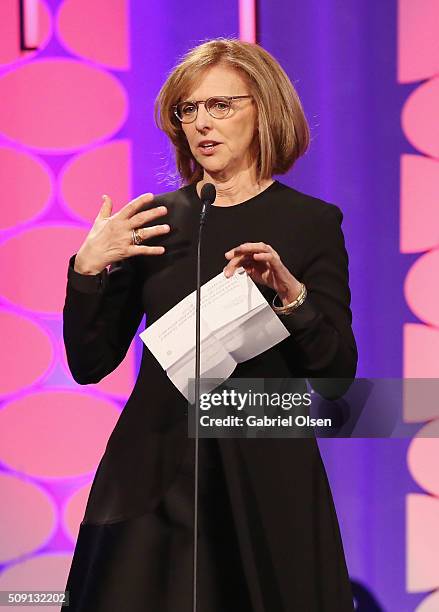 Writer Nancy Meyers, winner of the Best Comedy award for 'The Intern,' speaks onstage at the AARP's 15th Annual Movies For Grownups Awards at the...