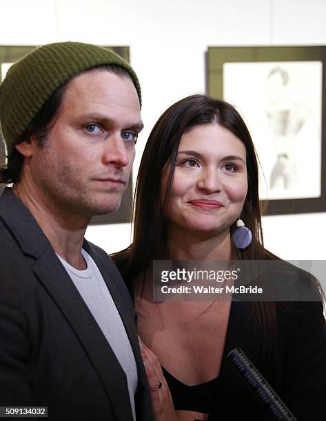 Steven Pasquale and Philippa Soo attend the Off-Broadway Opening Night Performance of 'The Woodsman' at The New World Stages on February 8, 2016 in...