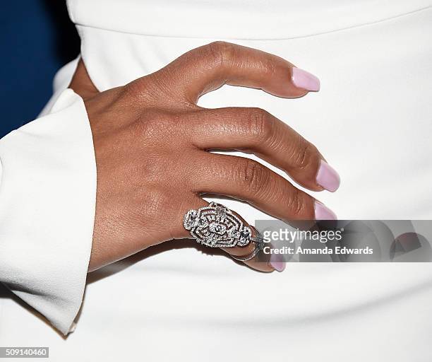 Actress and singer Christina Milian, ring and manicure detail, arrives at The Hollywood Reporter's 4th Annual Nominees Night at Spago on February 8,...