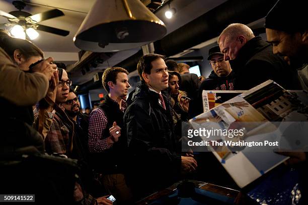 Republican presidential candidate Sen. Marco Rubio stops by the Village Trestle Restaurant, February 8, 2016 in Goffstown, New Hampshire.