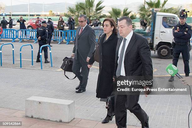 Inaki Urdangarin's ex partner Diego Torres , his wife Ana Maria Tejeiro and their lawyer Manuel Gonzalez Peeters arrive at the courtroom at the...