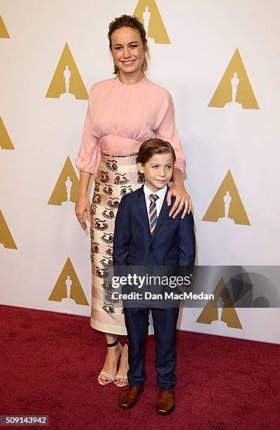 Actors Brie Larson and Jacob Tremblay attend the 88th Annual Academy Awards Nominee Luncheon in Beverly Hills, California.