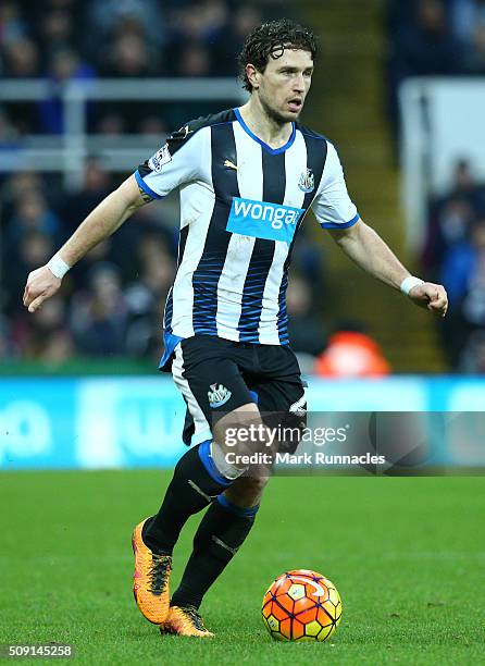 Daryl JanMaat in action during the Barclays Premier League match between Newcastle United FC and West Bromwich Albion FC at St James' Park on...