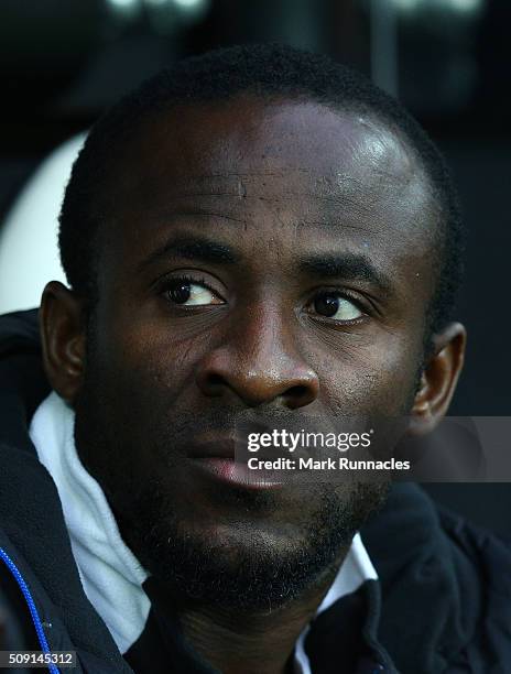 Seydou Doumbia of Newcastle United on the bench during the Barclays Premier League match between Newcastle United FC and West Bromwich Albion FC at...