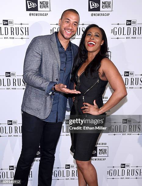 Television personalities Aaron Hines and Nichelle Hines attend the New Era Super Bowl party at The Battery on February 6, 2016 in San Francisco,...