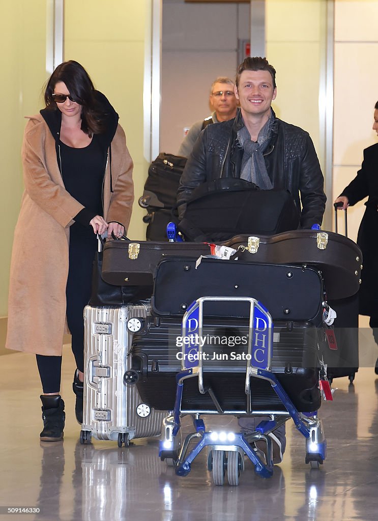 Nick Carter And Wife Lauren Kitt Arrive In Japan