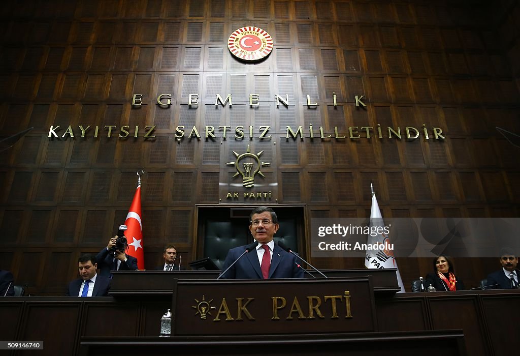 Turkish PM Davutoglu attends AK Party group meeting in Ankara