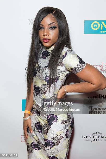 Santia Deck attends "Here We Go Again" Premiere Celebration at Boogalou Lounge on February 8, 2016 in Atlanta, Georgia.