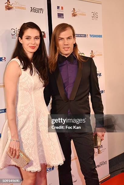 Sarah Barzyk and Christophe Guillarme attend 'Les Lumieres 2016' Arrivals At Espace Pierre Cardin on February 8, 2016 in Paris, France.