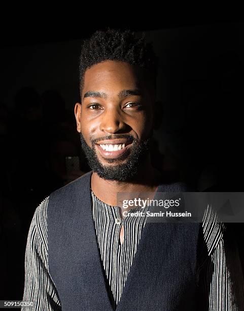 Tinie Tempah attends the Oliver Spencer show during The London Collections Men AW16 on January 9, 2016 in London, England.