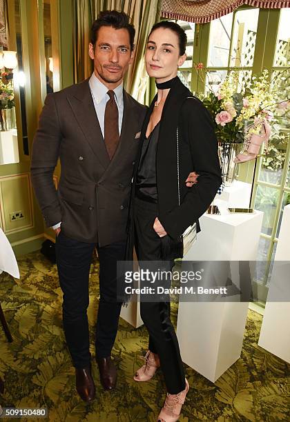 David Gandy and Erin O'Connor attend the L.K.Bennett x Bionda Castana lunch at Mark's Club on February 9, 2016 in London, England.