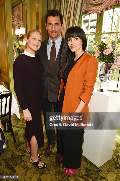 Jennifer Portman, designer and founder of Bionda Castana, David Gandy and Natalia Barbieri, designer and founder of Bionda Castana, attend the...