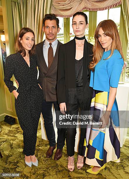 Laura Jackson, David Gandy, Erin O'Connor and Jacqui Ritchie attend the L.K.Bennett x Bionda Castana lunch at Mark's Club on February 9, 2016 in...