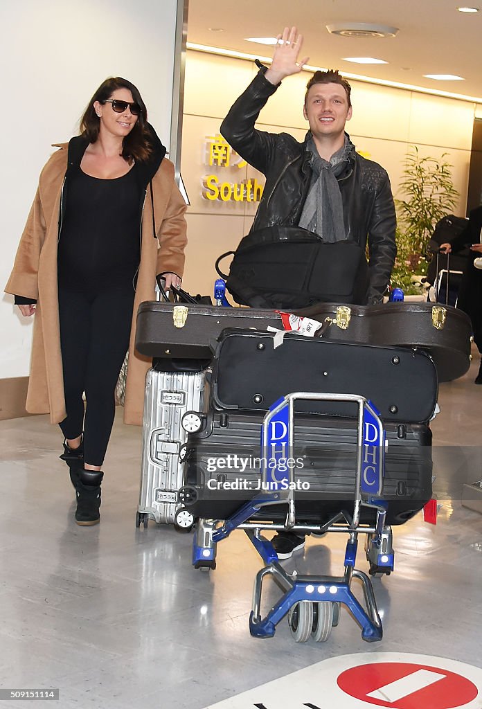 Nick Carter And Wife Lauren Kitt Arrive In Japan