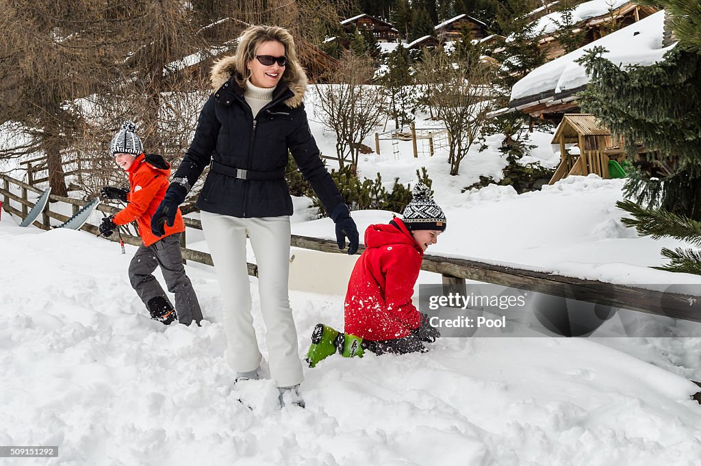 King Philippe and Queen Mathilde of Belgium on Family Skiing Holiday