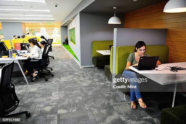 Employees working in spacious Microsoft Office designed for their comfort on May 7, 2014 in Gurgaon, India.