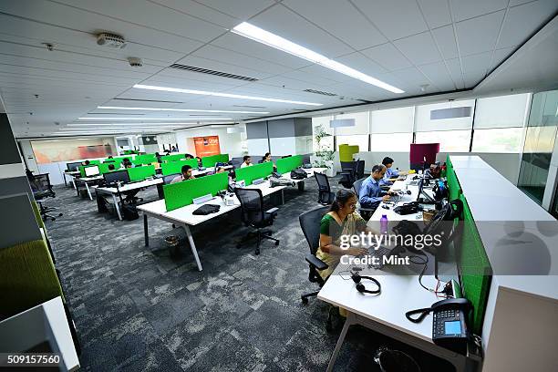 Employees working in spacious Microsoft Office on May 7, 2014 in Gurgaon, India.